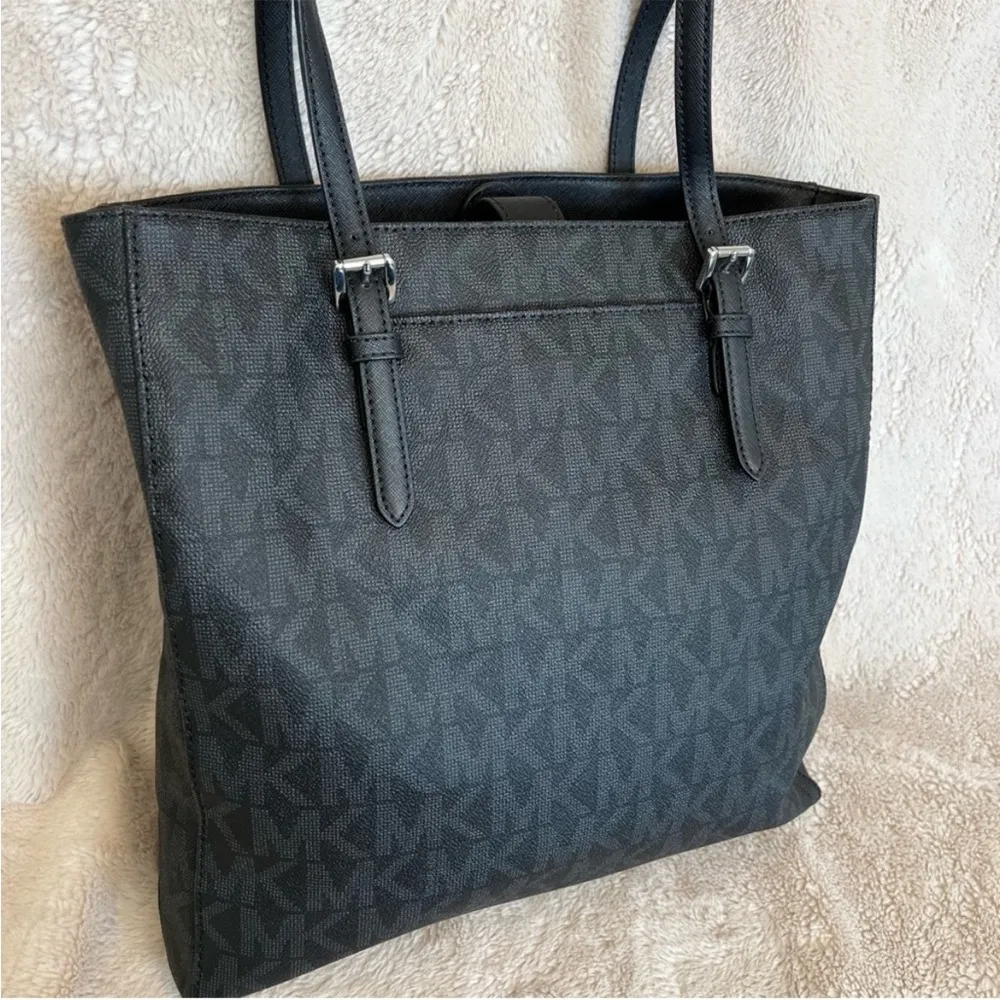NWT Michael Kors Jet Set Travel Black Monogram Tote Bag - Image 5