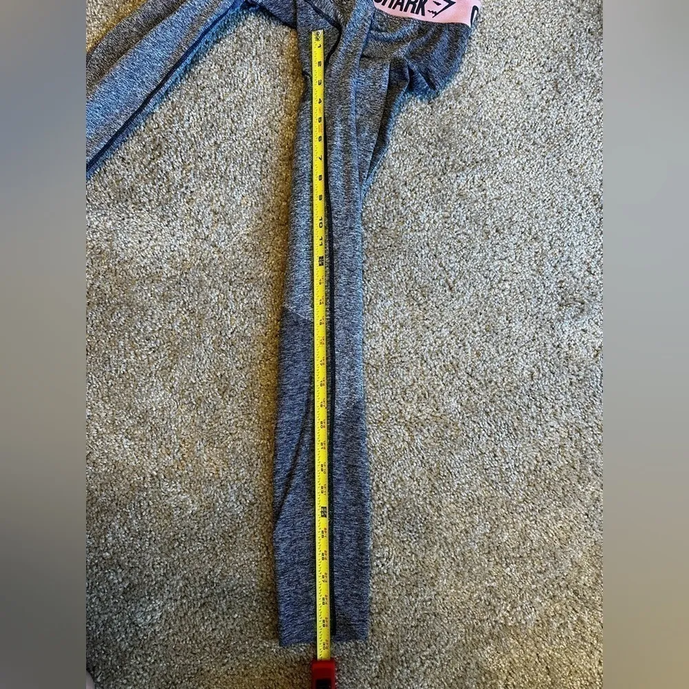 Gymshark Flex Leggings Grey with Pink Band - Image 3