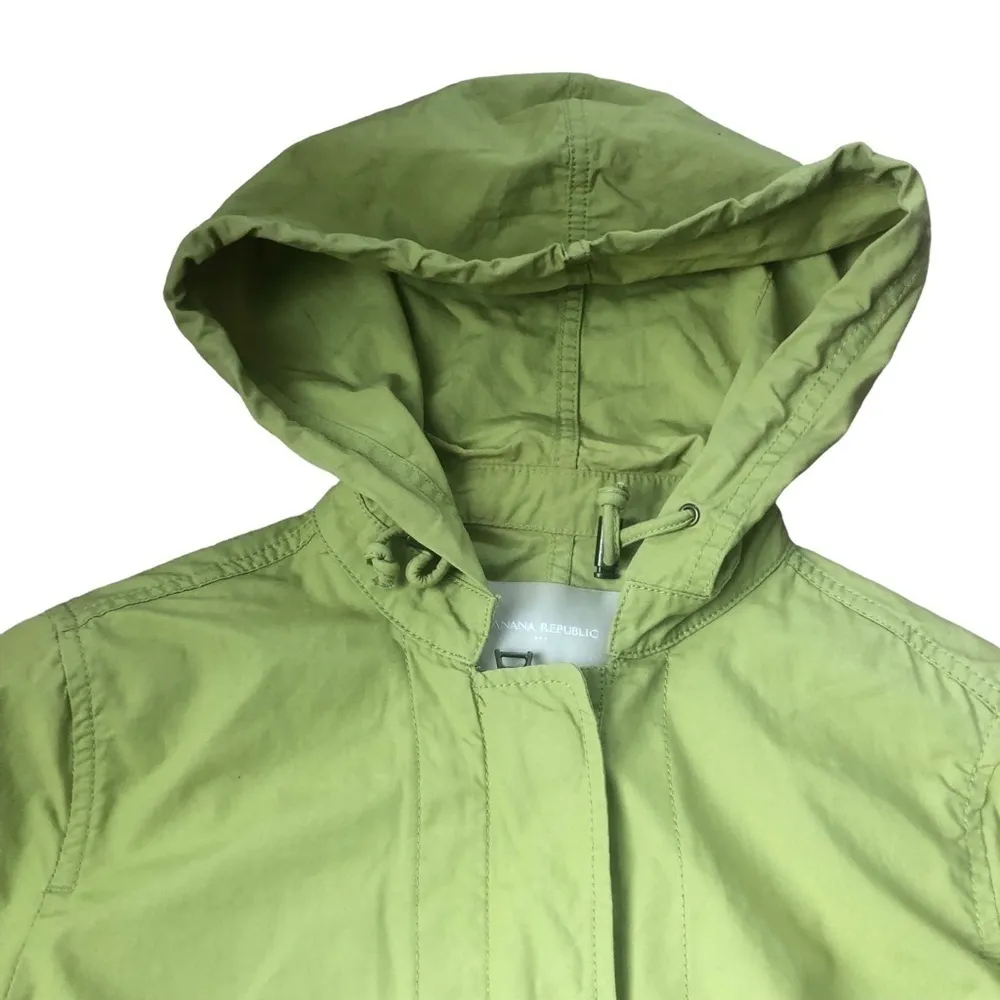 Banana Republic Shirty Hoodie Jacket Sz. XS Full Zip/Snap Apple Green Casual - Image 4