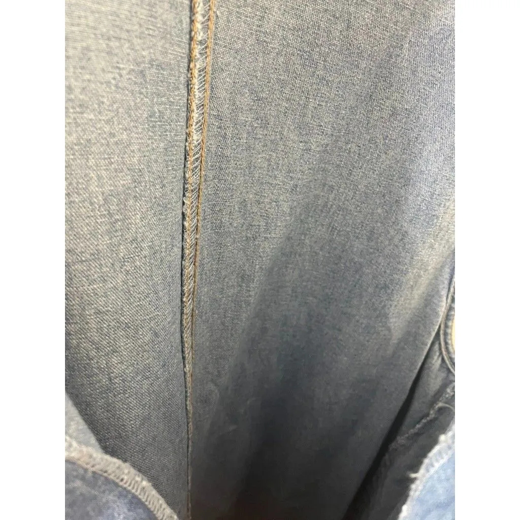 Vintage Blue Denim Dungarees 1/4 Zip Up MINI Dress Pinafore L JUMPER COUNTRY Size L - Image 9