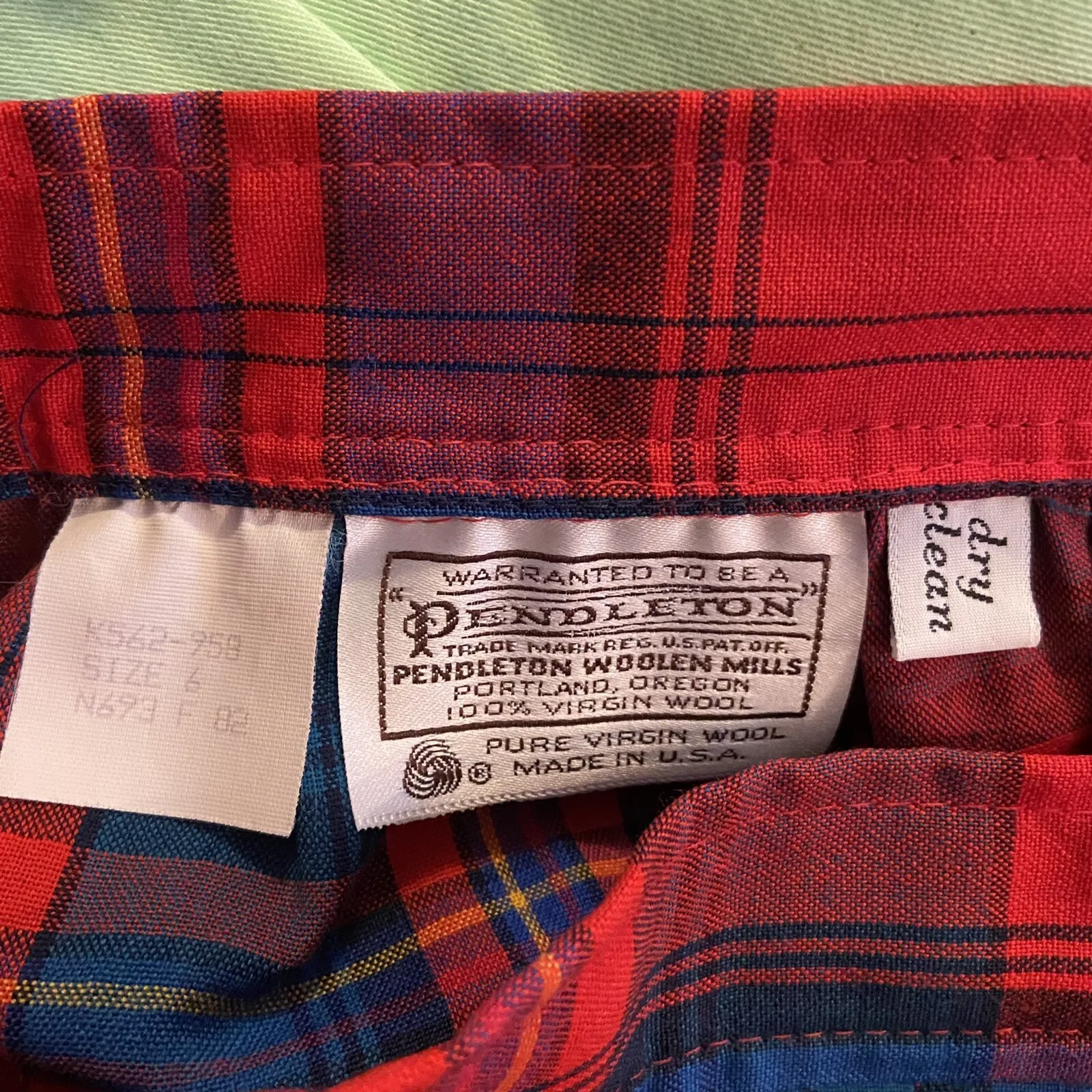 Vintage Pendleton Long maxi skirt tartan plaid Size 6 Red Blue - Image 4