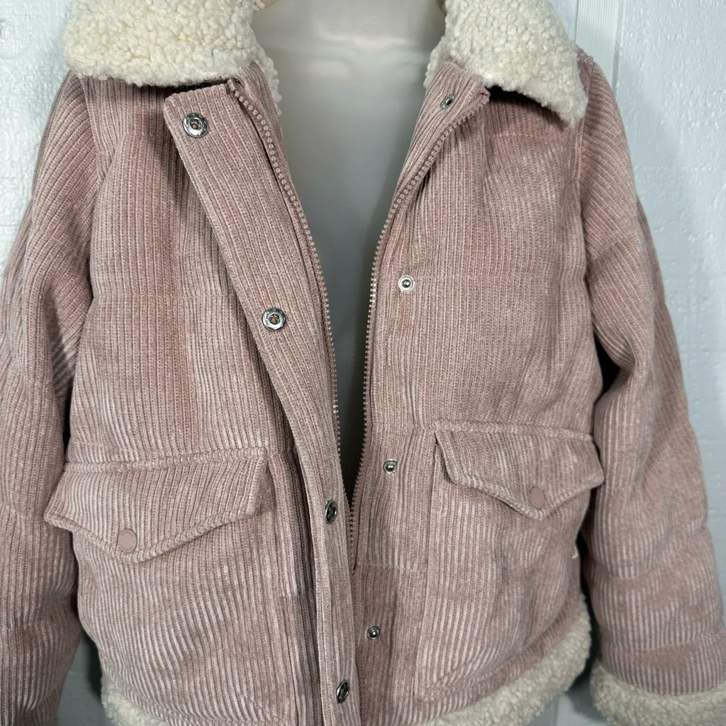 UpWest Corduroy Blush Bomber Sherpa Lined Jacked Size Medium EUC - Image 6