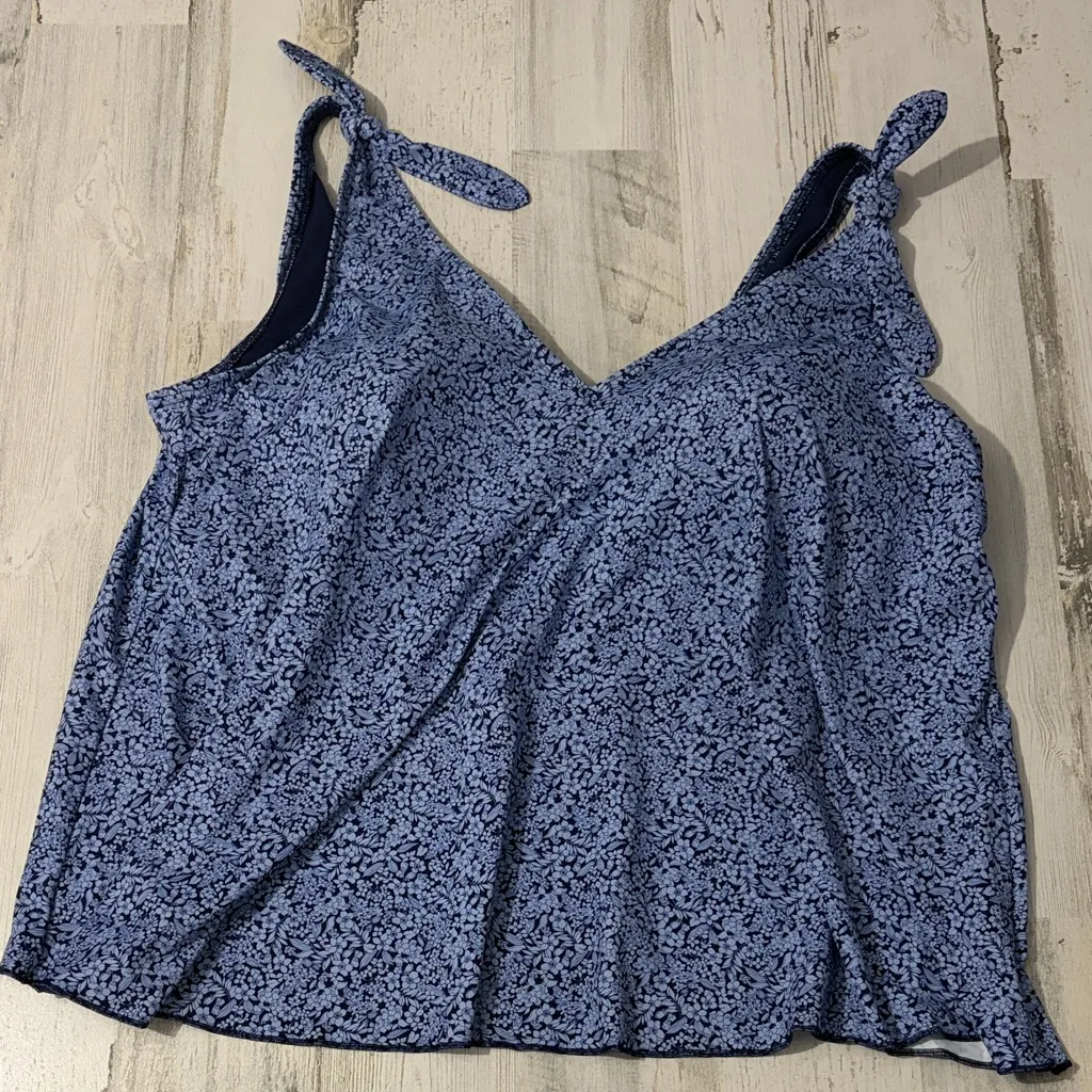 Lands' End Blue Floral Swim Top and Skirt Set Size 22W - Image 2
