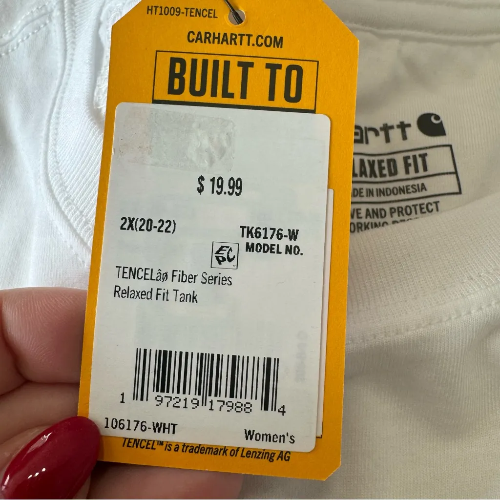 Carhartt Tencel Relaxed‎ Fit Tank Top NWT size 2X in White Sleeveless - Image 7