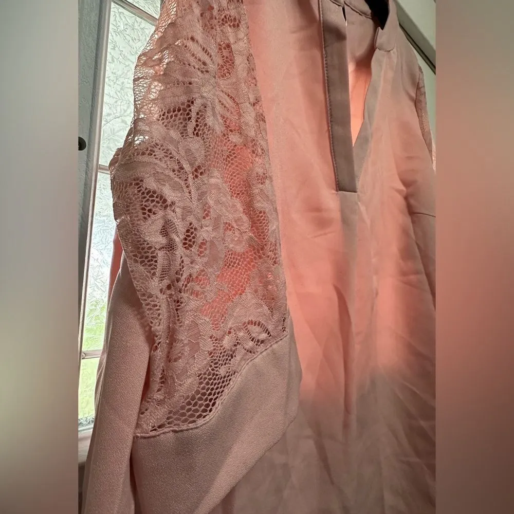 Women’s Emery Rose Lace Sleeve Blouse Dusty Pink (663) Size 1X - Image 3