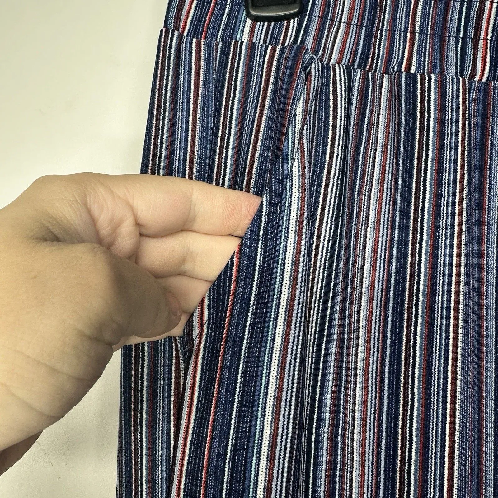 Christopher & Banks Women’s Pants Size Large Blue Multicolor Striped Wide Leg - Image 5