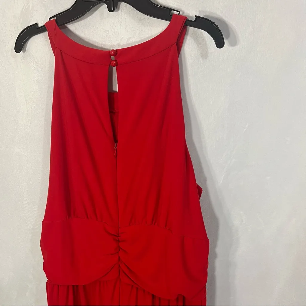 Emma & Michelle Sleeveless Neck‎ Tie Wide Leg Jumpsuit Red Size Large - Image 5