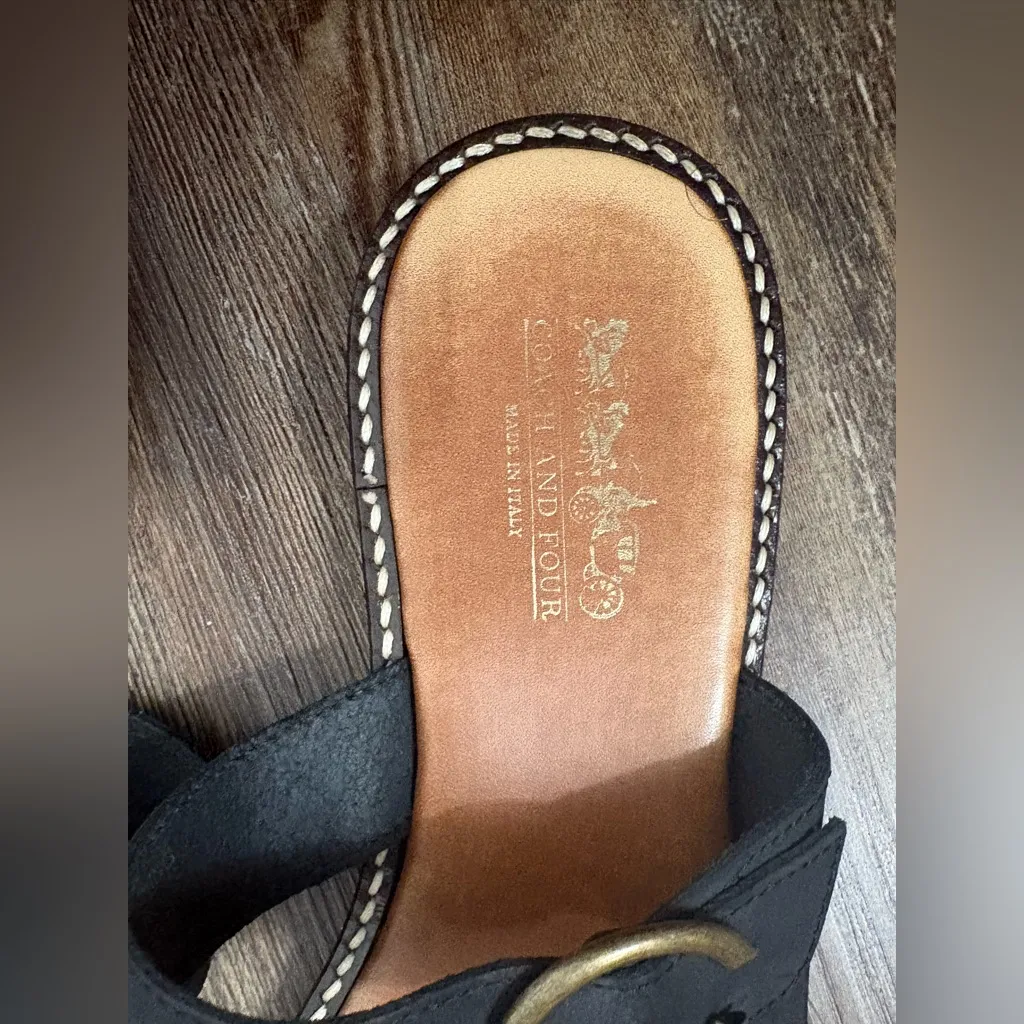 Coach and Four Made in Italy Tucson Strappy Black Leather Slip On Sandals 7 1/2 Size 7.5 - Image 4