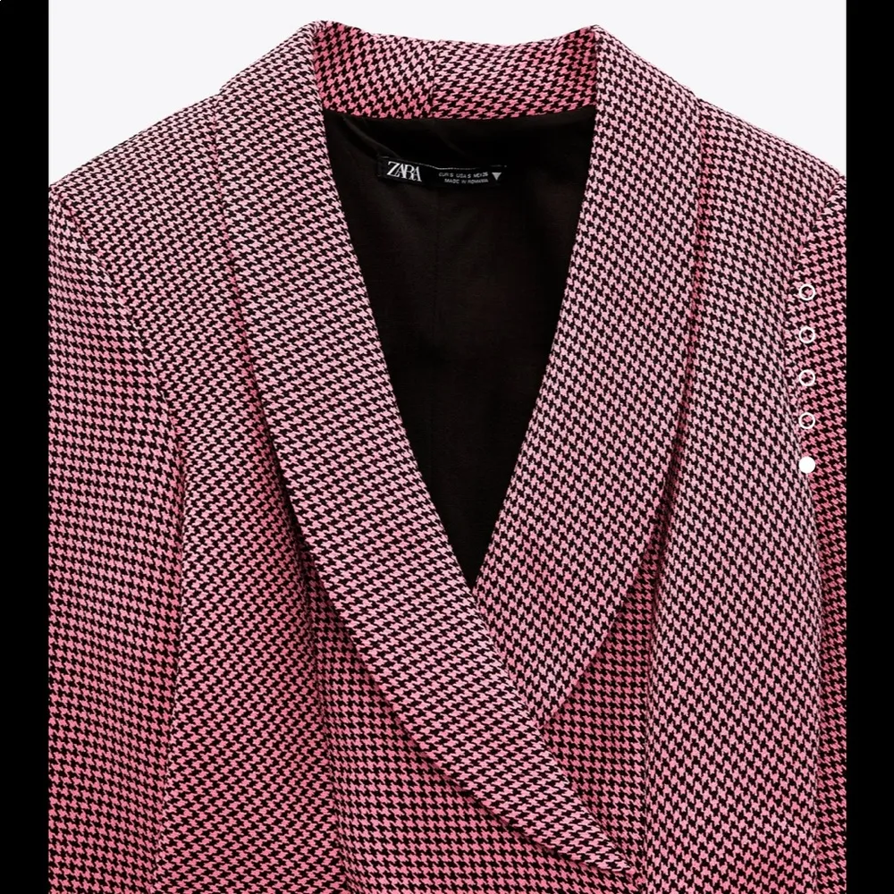 ZARA | Pink Houndstooth Blazer Dress - Image 6