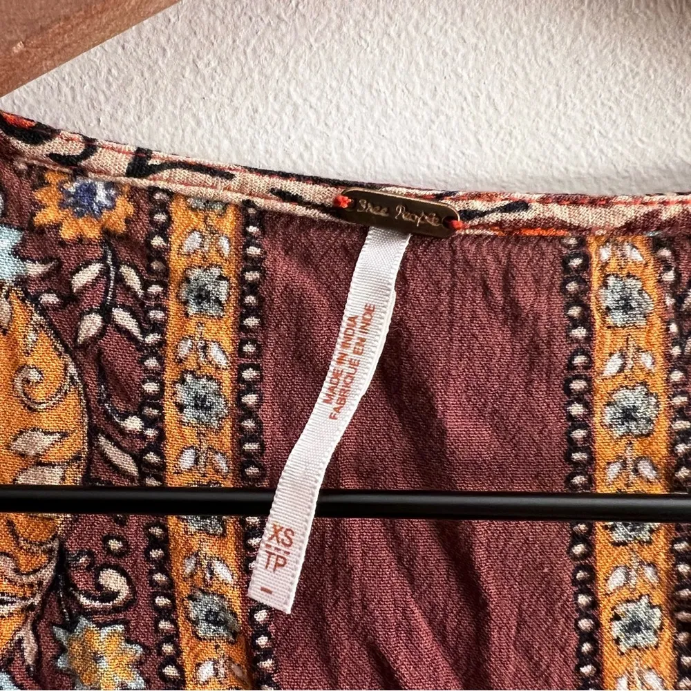 Free People Rosalie Wrap Top long sleeve asymmetric indie hippie festival floral - Image 4