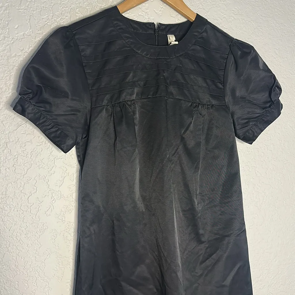 Vintage Fossil Black Dress Nylon Cotton Short Sleeve Crew Neck Demure Y2K Twee - Image 2