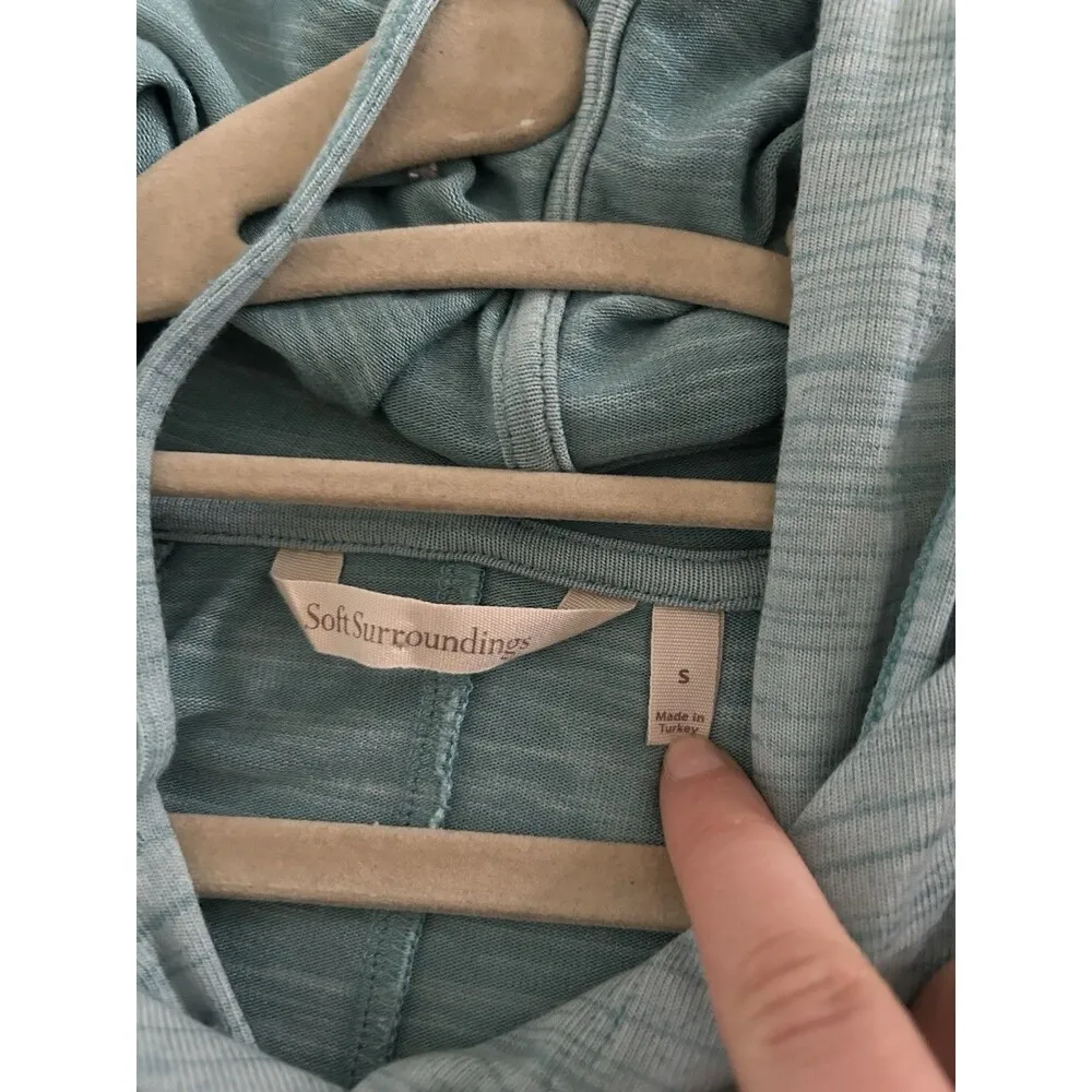 Soft Surroundings Blue Soft Lightweight Tunic Hoodie Size Small Comfort - Image 8