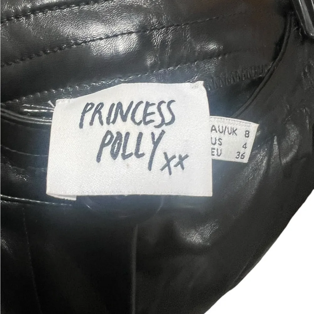 Princess Polly Love Club Black Faux Vegan Leather Straight Pants Size 4 - Image 12
