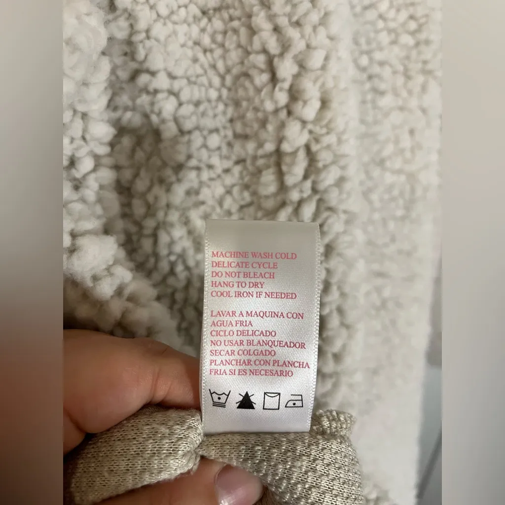 Cozy Sherpa Members Mark FluffyFleece Super Soft 1/3 Zip Cream Pullover Jacket L - Image 15