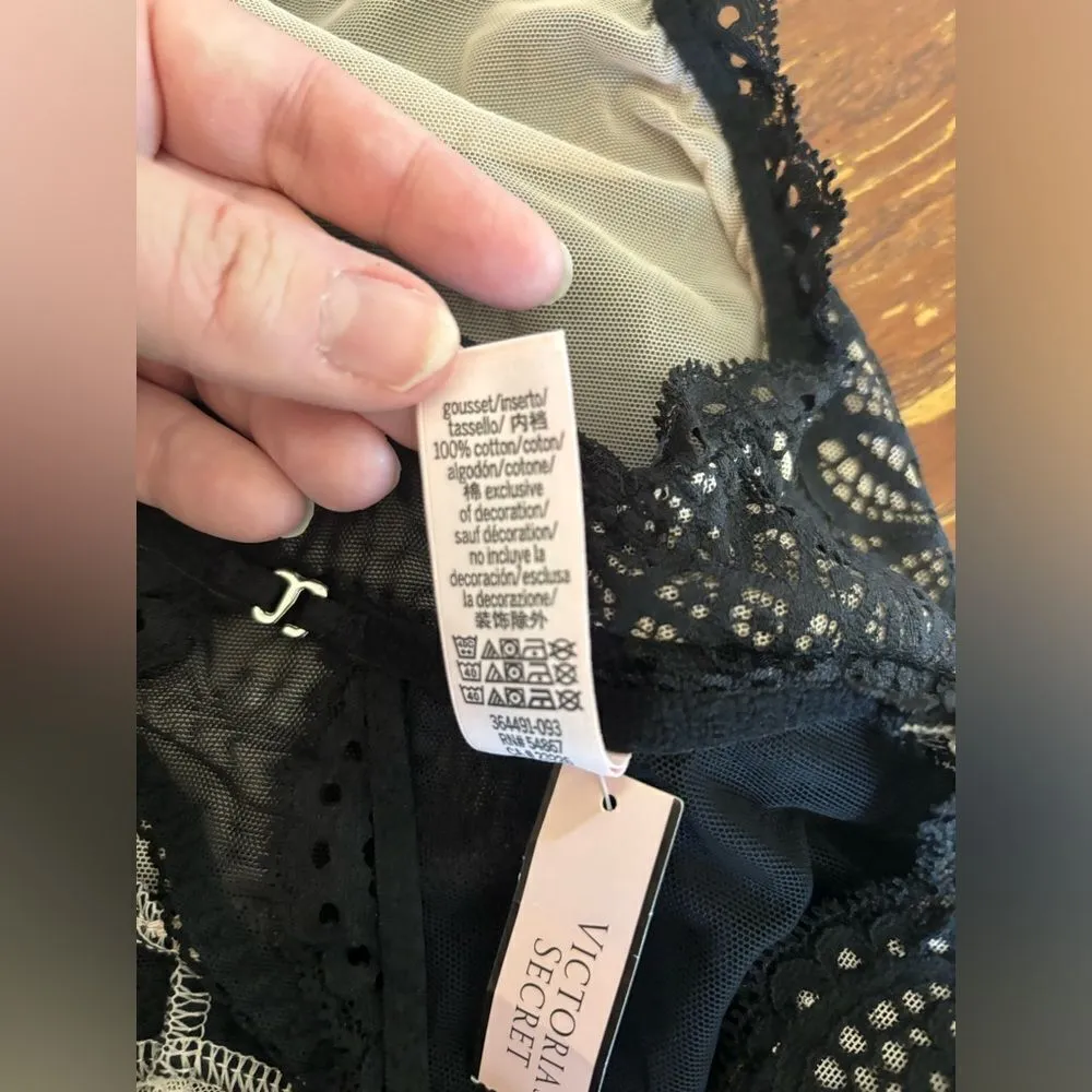 NWT Victoria’s Secret black lace teddy size S - Image 3