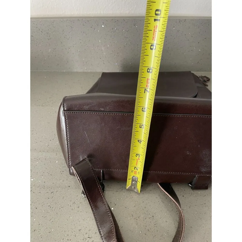 NEW HESHE deep brown leather backpack - Image 10