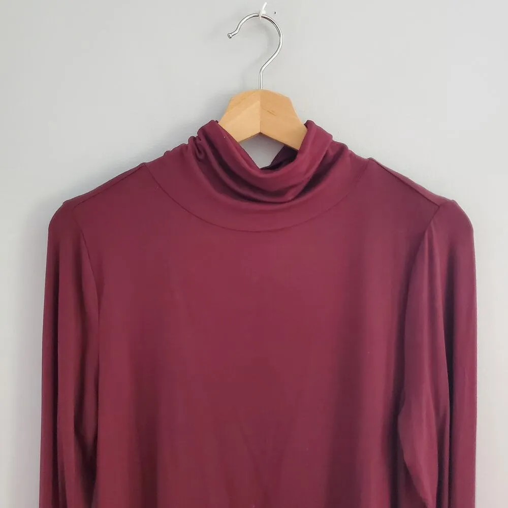 LOFT Maroon Long Sleeve Lightweight Turtleneck Size L - Image 3