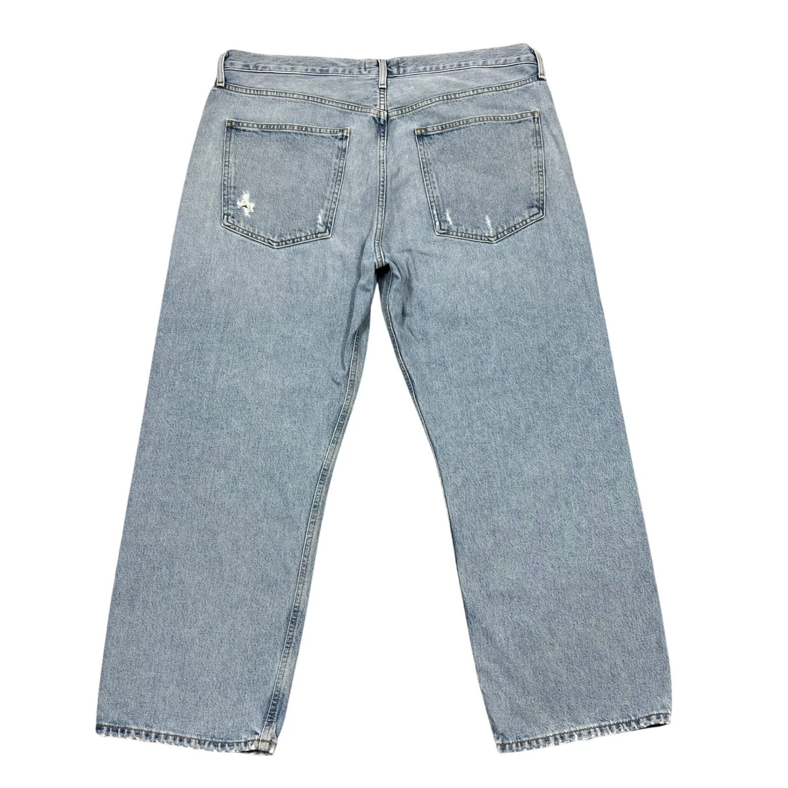 AGOLDE 90s Crop Jeans Plus Sz 33" Light Wash Loose Fit Distressed Denim Grunge - Image 4