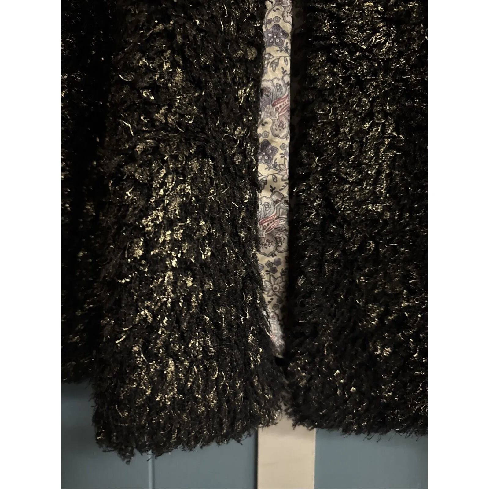 Chelsea‎ Violet Playing with Fire Black Metallic Bolero Jacket Top Size L Large - Image 4