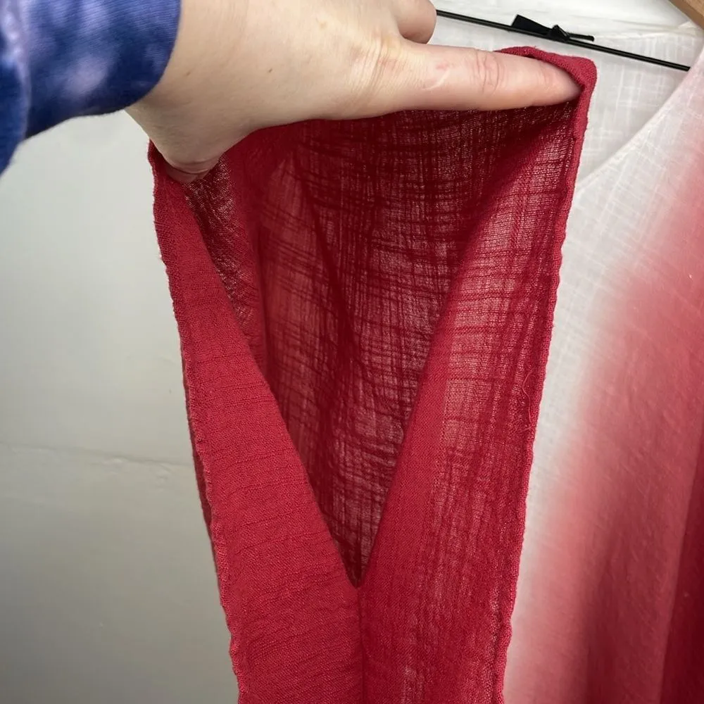 Lane Bryant Womens Blouse Red Dip Dye Ombre Poncho Ruffle Hem V-Neck Size 18/20 - Image 7