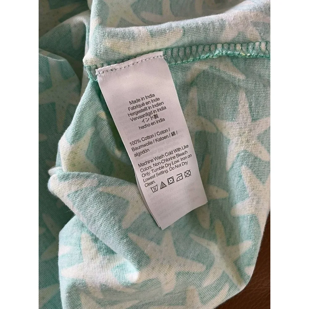 NWT J. Crew Green Starfish Print Cotton Knit Short Sleeve Pajama Top Size XS - Image 4