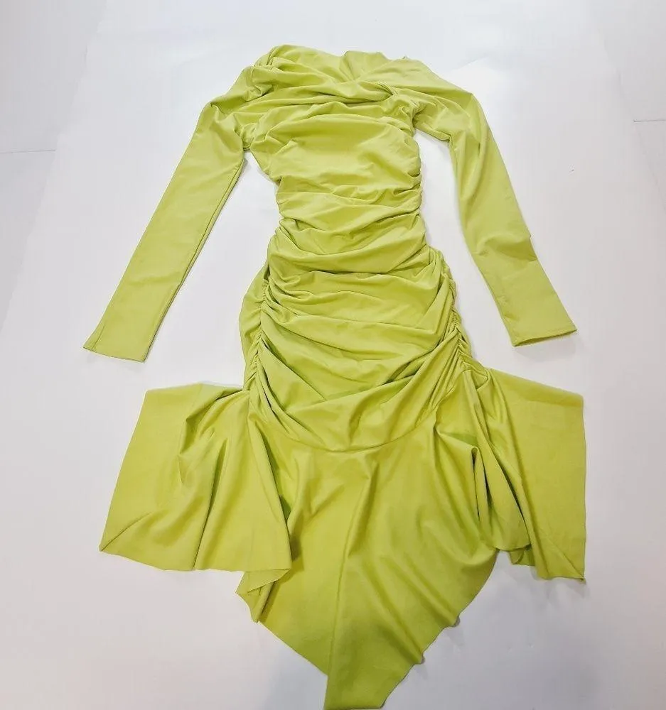 L'Academie Cachet Mini Dress in Chartreuse - Image 3