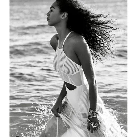 Silk Cutout Maxi Dress White Size L - Image 2