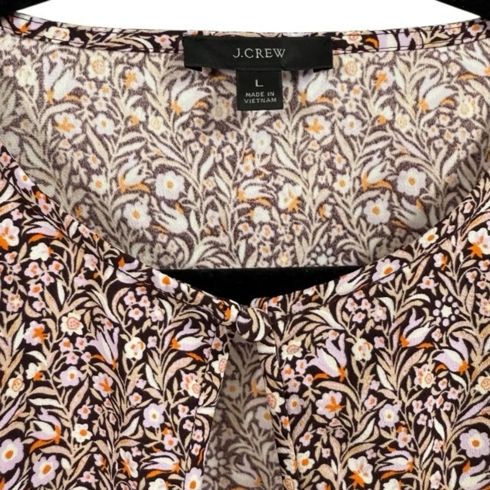 J. Crew Puff-sleeve Satin-back Crepe Top in Floral Flourish‎ L - Image 6