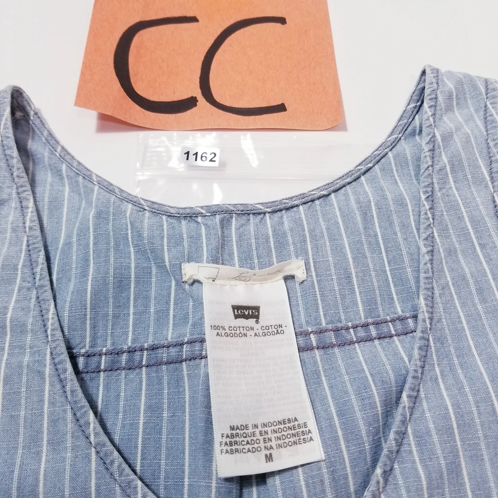 Levi's Striped Women size Medium 100% Cotton Denim Romper - Image 12