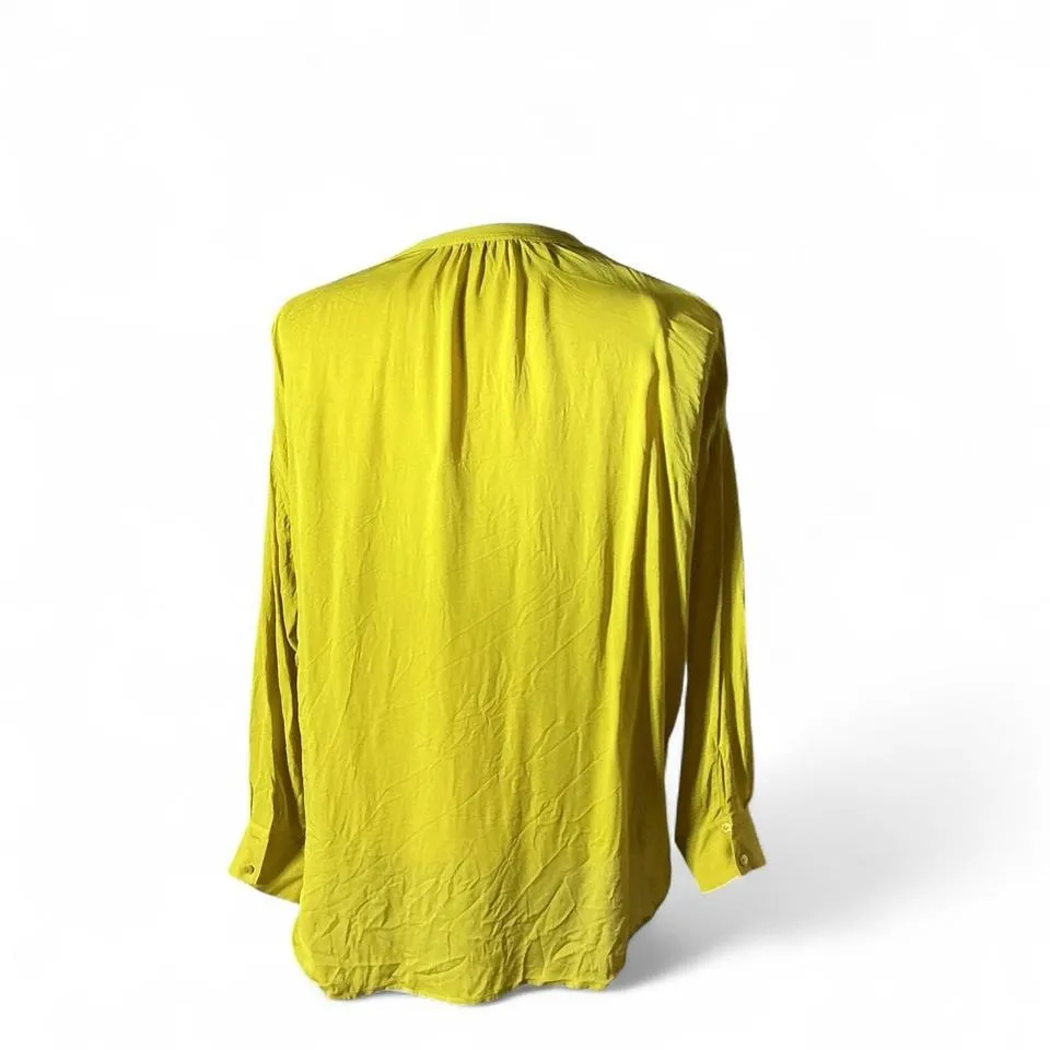 Vince Silk V Neck Long Sleeve Tunic Blouse Top Women S P Yellow - Image 2