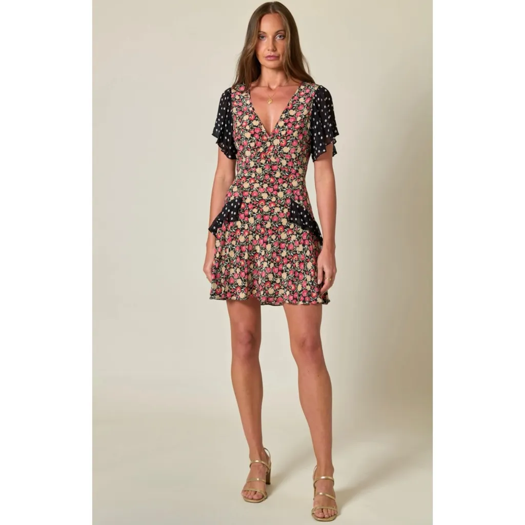 RIXO Floral Silk Mini Dress NEW Pink - Image 2