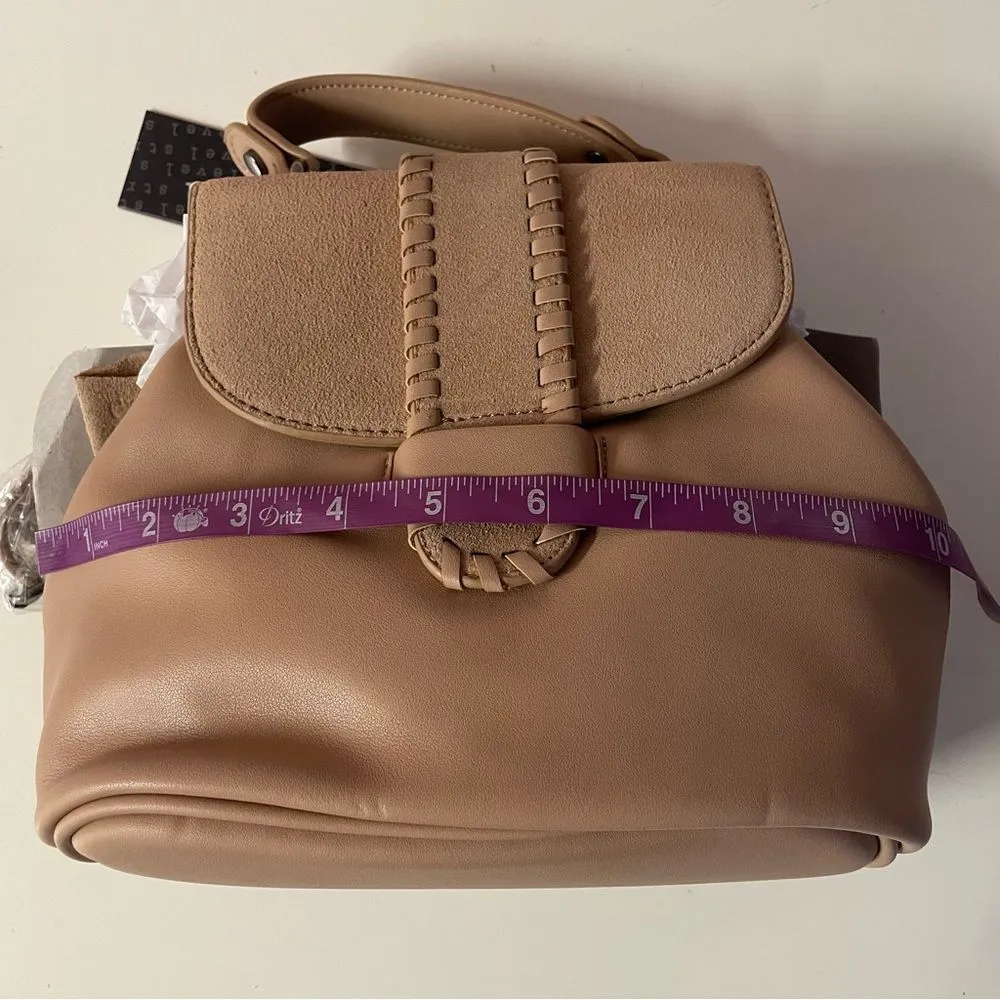 Street Level NWT Boho Nude Faux Leather Magnetic Snap Button Bucket Backpack - Image 8
