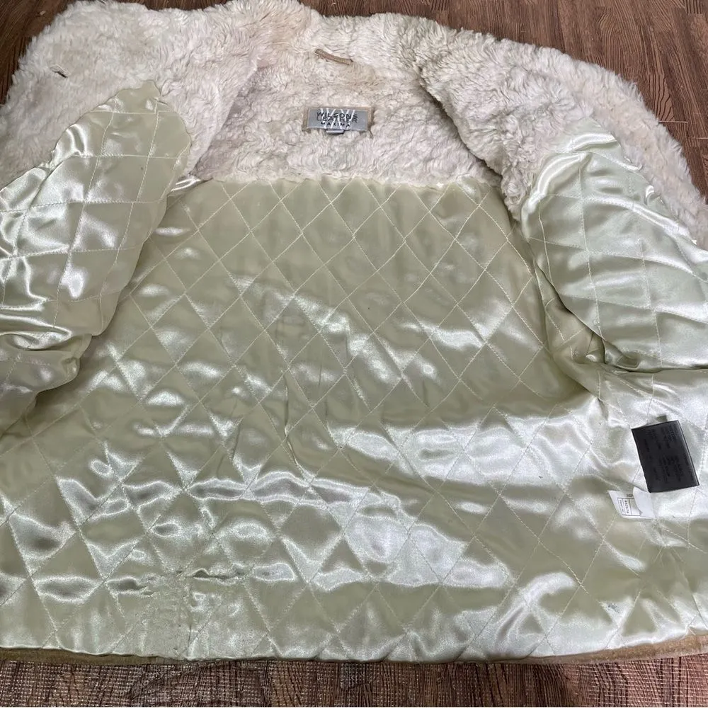 Vintage Y2K Sherpa Suede‎ Coat Tan Barn Ranch Western Womens Large - Image 7