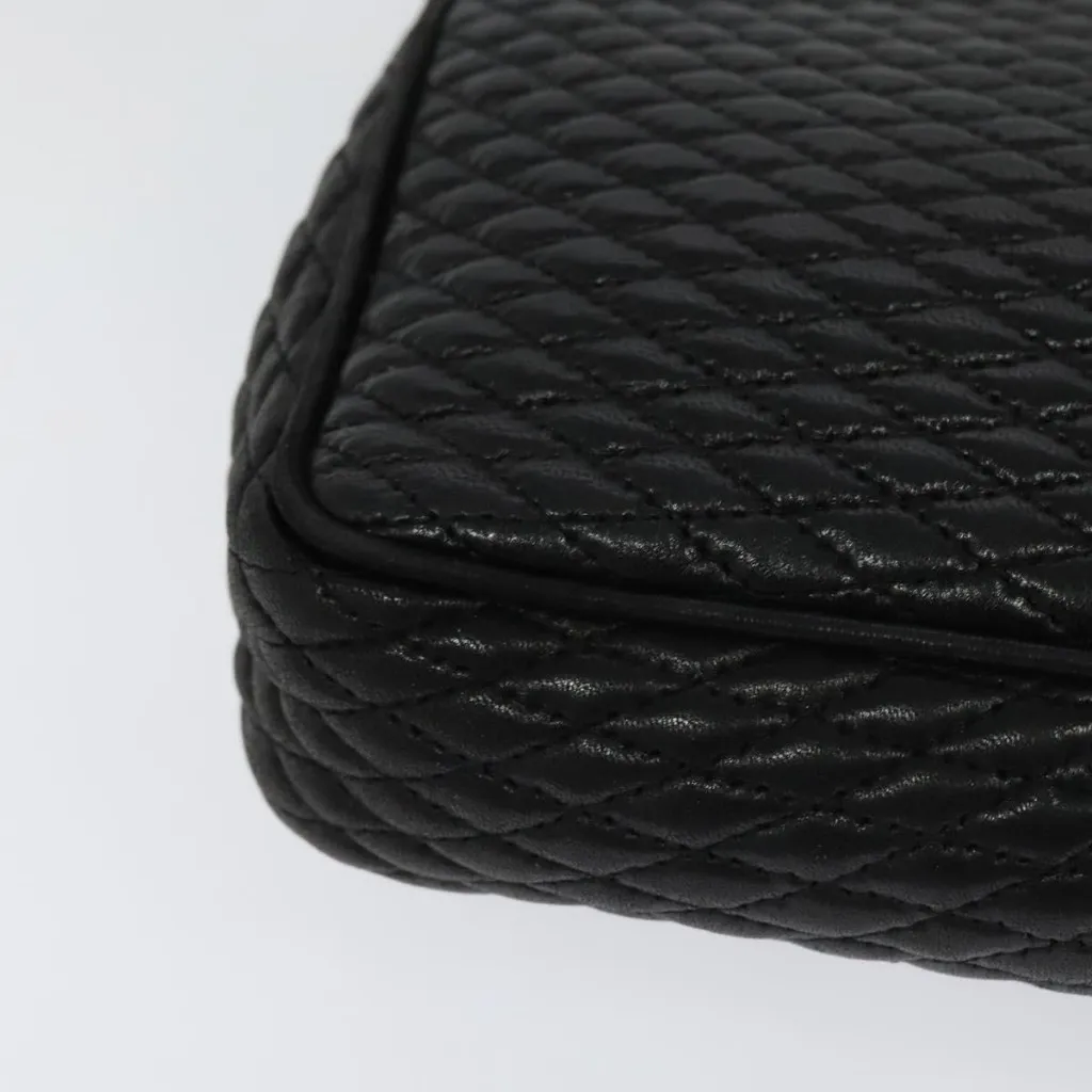 BALLY Quilted Chain Shoulder Bag Leather Black Gold Authentic - Image 4