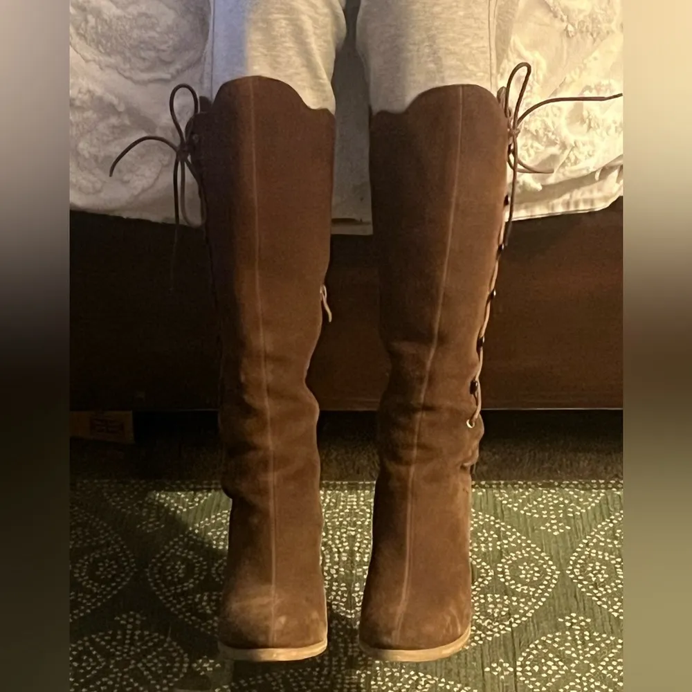 RARE lace up/ zipper boho suede boots sz 9 - Image 6