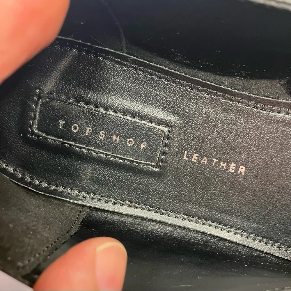 Topshop Libby‎ ruched leather flats in black size 39 - Image 4