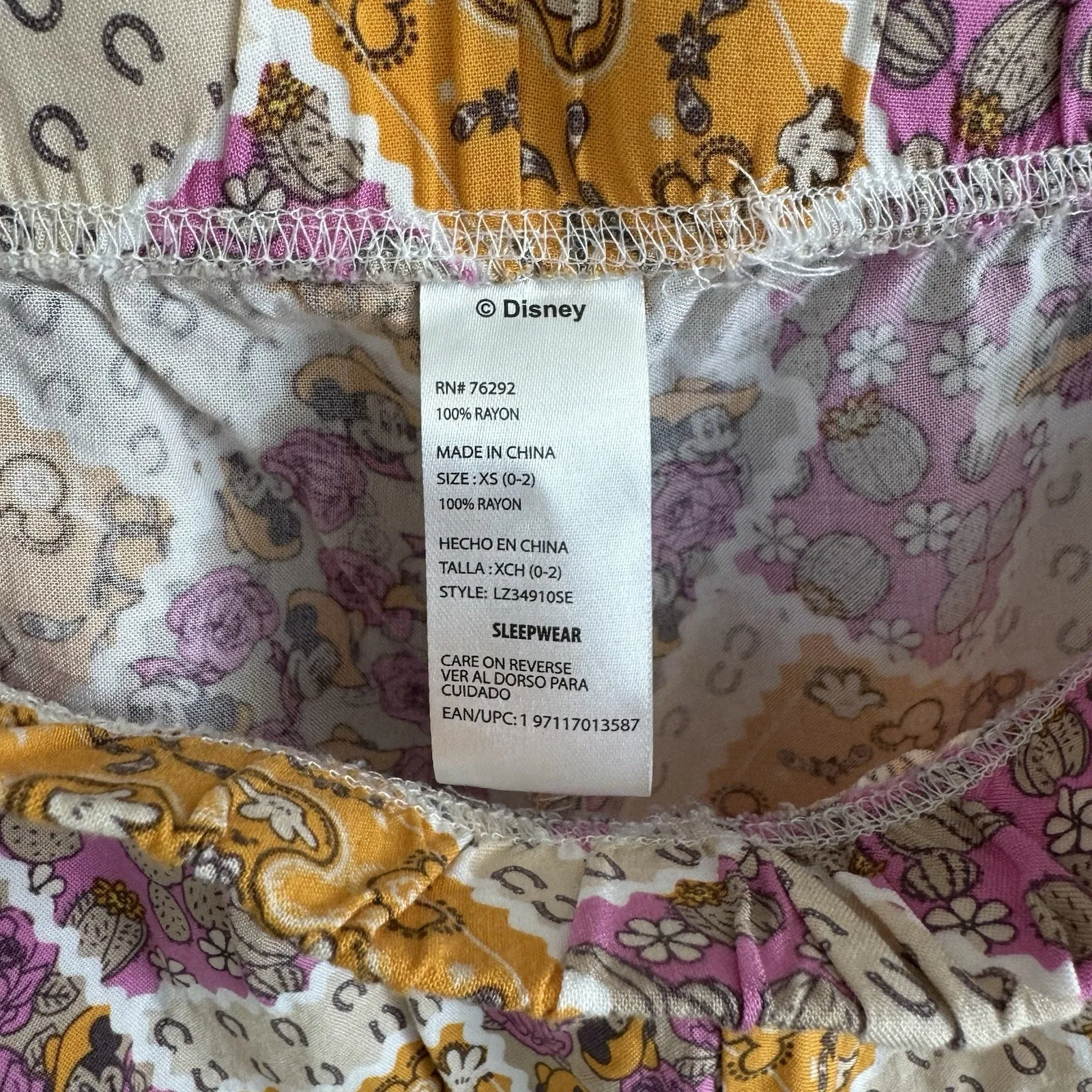 Disney Sleepwear Western Mickey Mouse Womans Pajama Shorts Size XS Cowboy Hat - Image 3