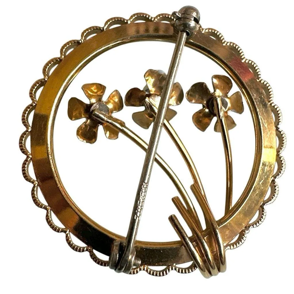 Krementz Vintage Blue Flower Enamel & Pearl Brooch - Image 6