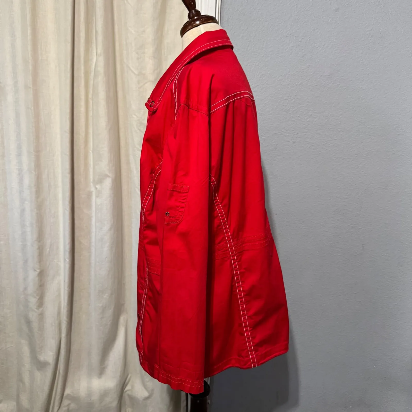 Activology Women Athletic Red Full Zip Jacket Contrasting Stitching Sz 1X Cotton - Image 7