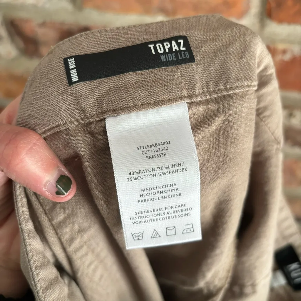 KUT Tan Linen Cotton Topaz Wide Leg Crop Pants, 12 - Image 8
