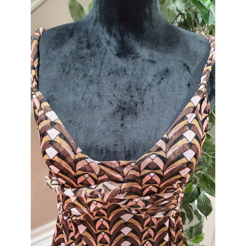 Mixit Womens Brown 100% Nylon Sleeveless Scoop Neck Knee Length Dress Medium - Image 2