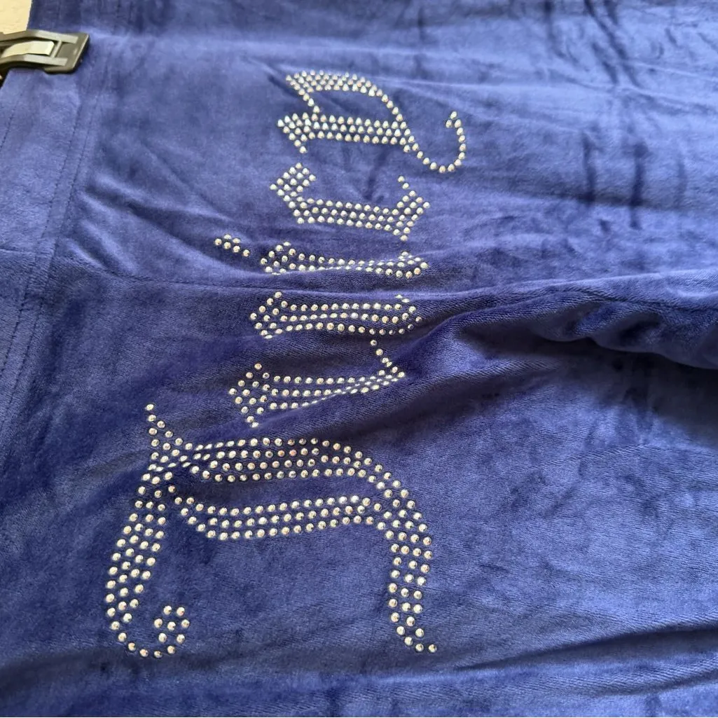 Juicy Couture Sleepwear OG Bling Indigo Velour Track Pant Womens L Y2K Bratz - Image 5