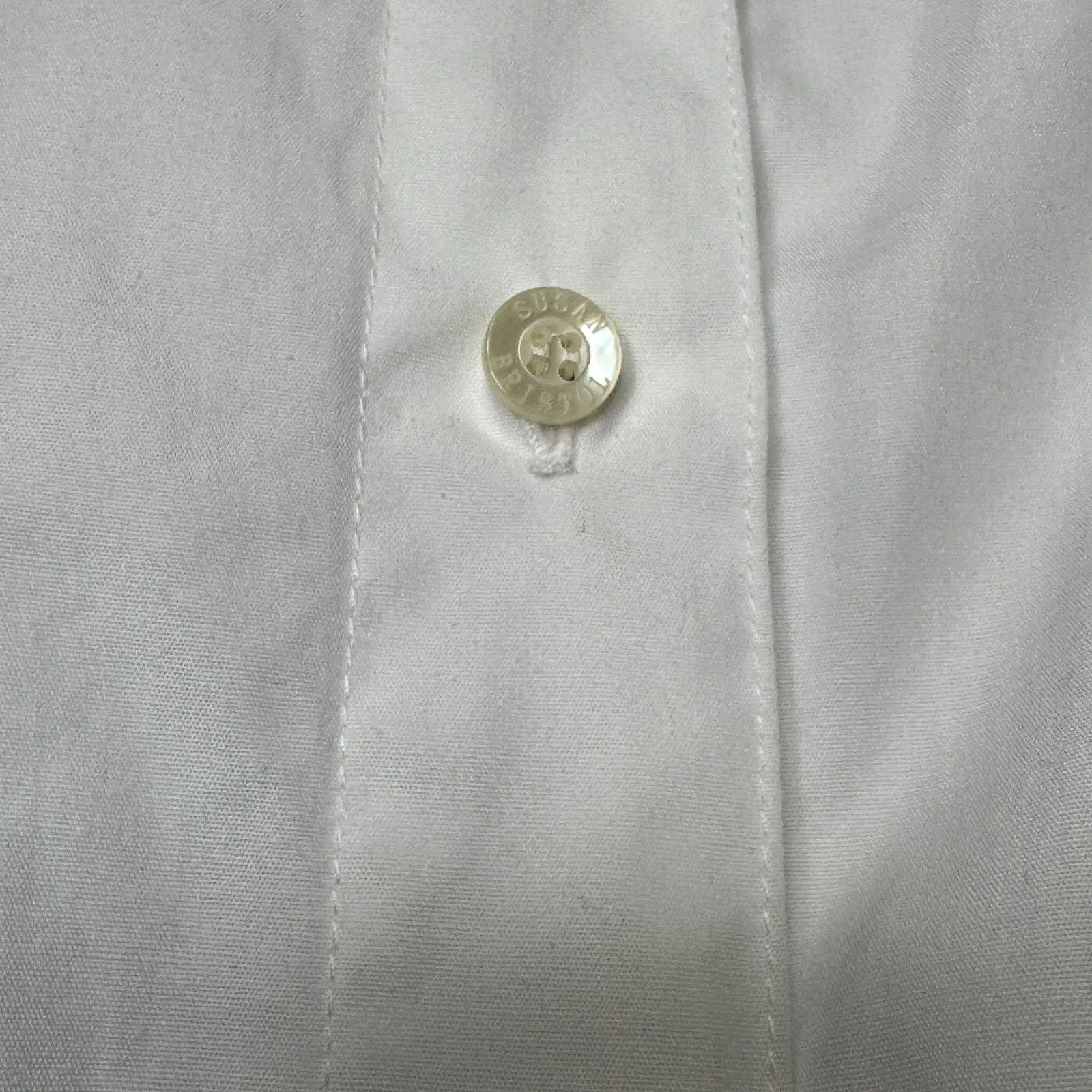 Susan Bristol White Button Up Womens XL Signature Blue Logo Placket Pockets VTG - Image 7