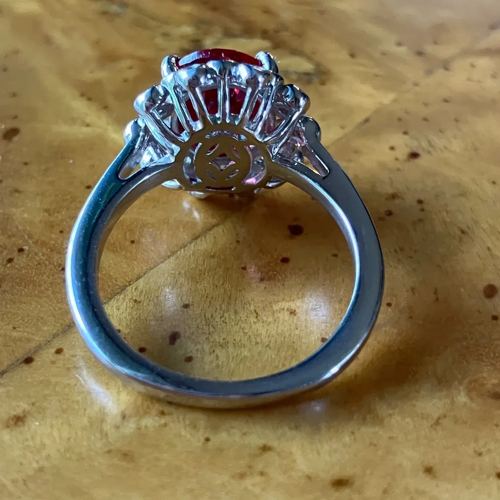 Lab Created Red Sapphire Sterling Silver Cocktail Ring - Image 5