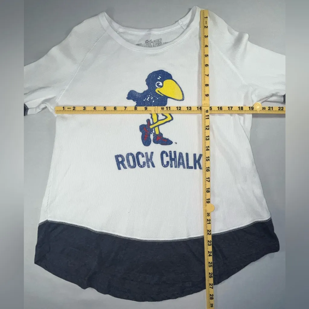 Retro Brand Kansas Jayhawks Raglan Sleeves Waffle Knit Long Sleeve - Image 7