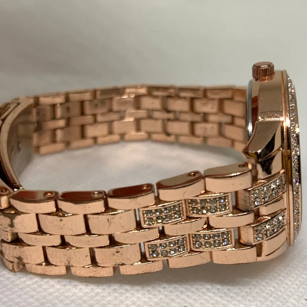 Bebe rose gold tone women’s watch 35mm quartz analog rhinestones running - Image 6