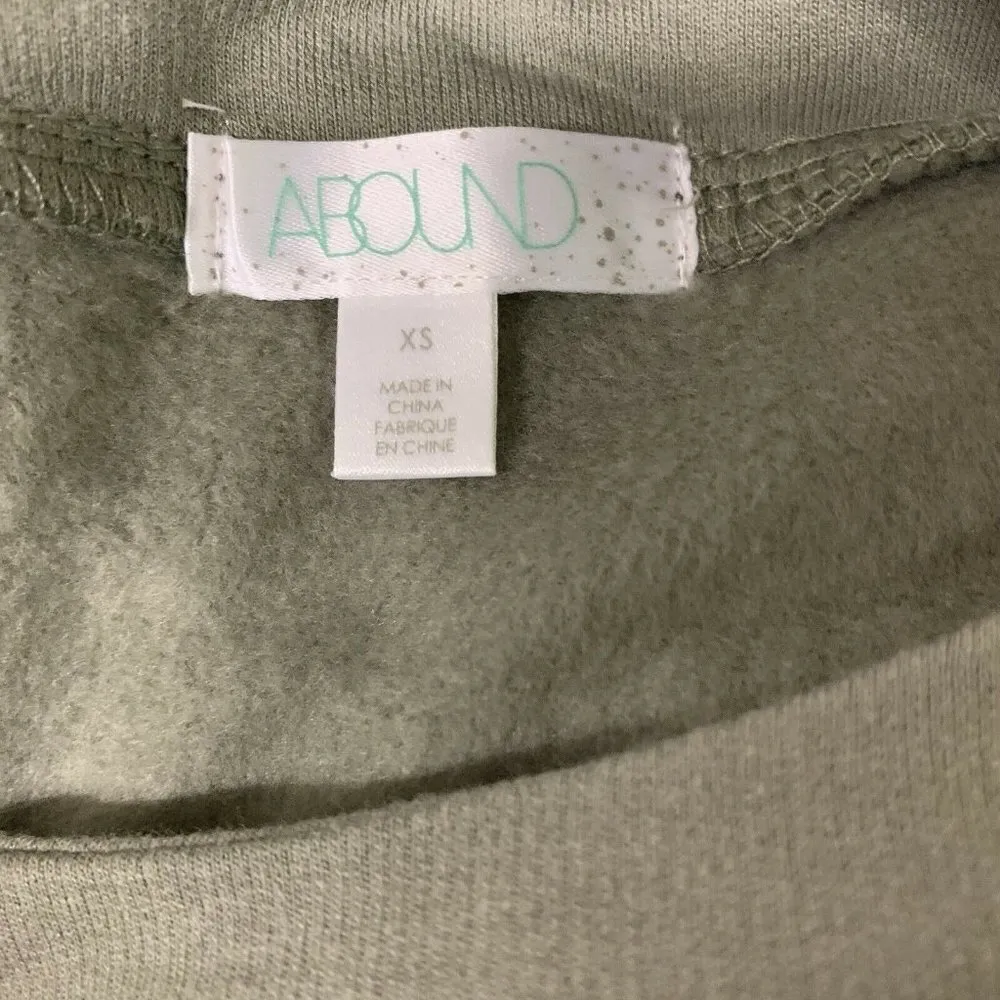 Abound Womens Olive Green Puff Sleeve Cropped Pullover Sweatshirt - Image 4