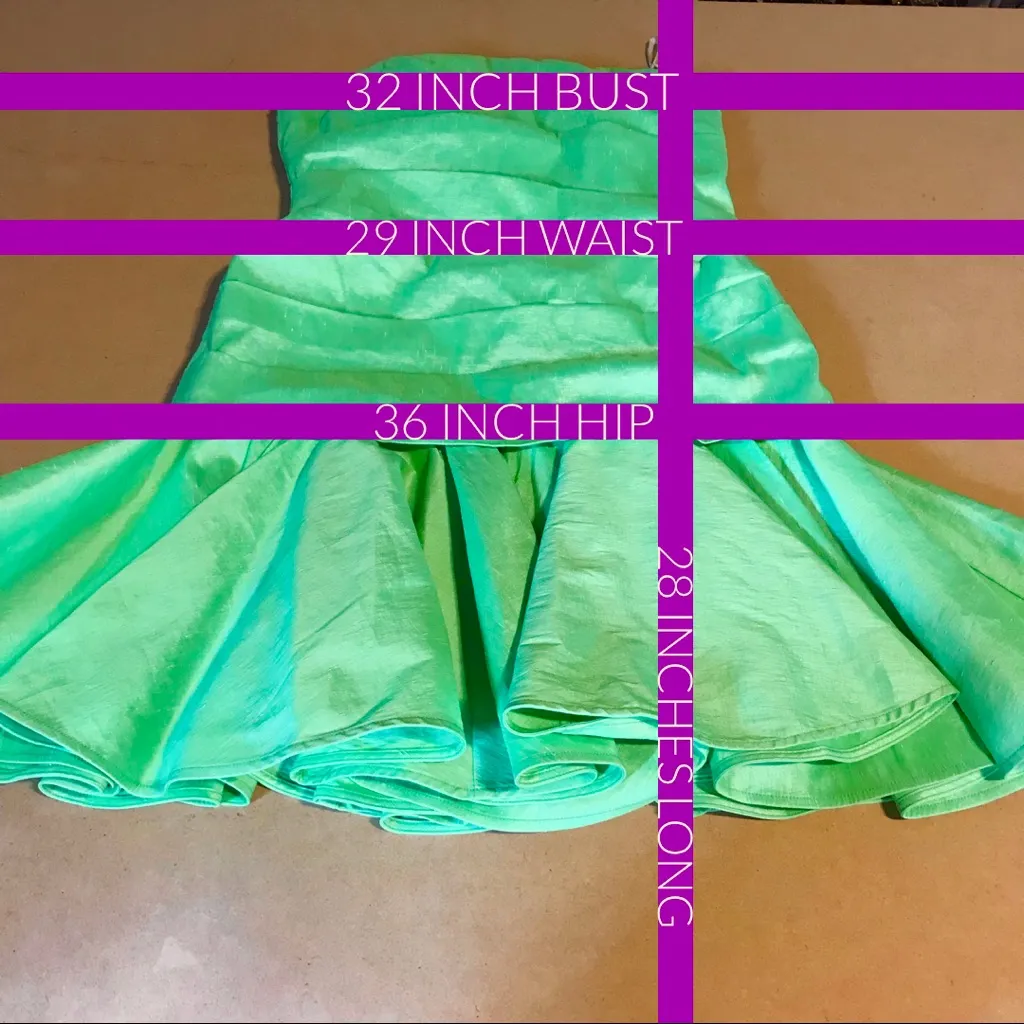 HALSTON HERITAGE GREEN STRAPLESS RUFFLE MINI DRESS NWT (6) - Image 13