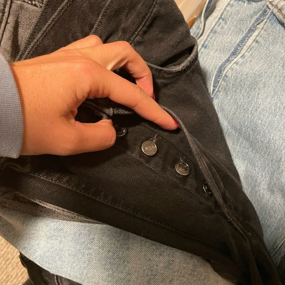 FREE People Maggie Mid-rise Straight Button Fly Jeans Washed Black Size 28 - Image 8