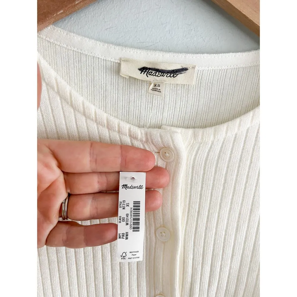 Madewell | NWT | Relaxed Button-Front Cardigan in Winter White | Sz XS - Image 5